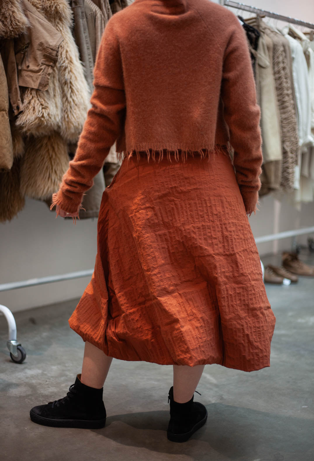 PRE-ORDER - Draped A-Line Skirt in Dakar 3D Optic (Pictured in Terracotta 3D Optic) - 2240304