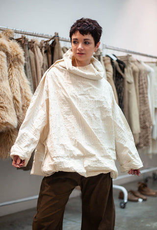 PRE-ORDER - Oversized High Neck Top in Clay 3D Optic (Pictured in Ivory 3D Optic) - 2240802