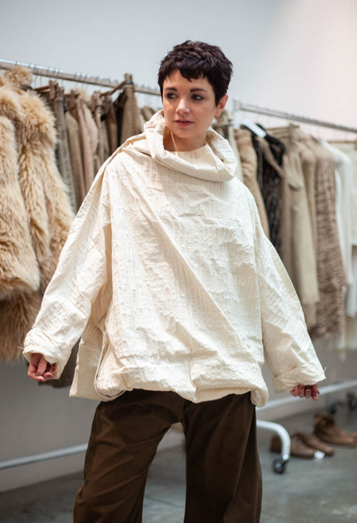PRE-ORDER - Oversized High Neck Top in Clay 3D Optic (Pictured in Ivory 3D Optic) - 2240802