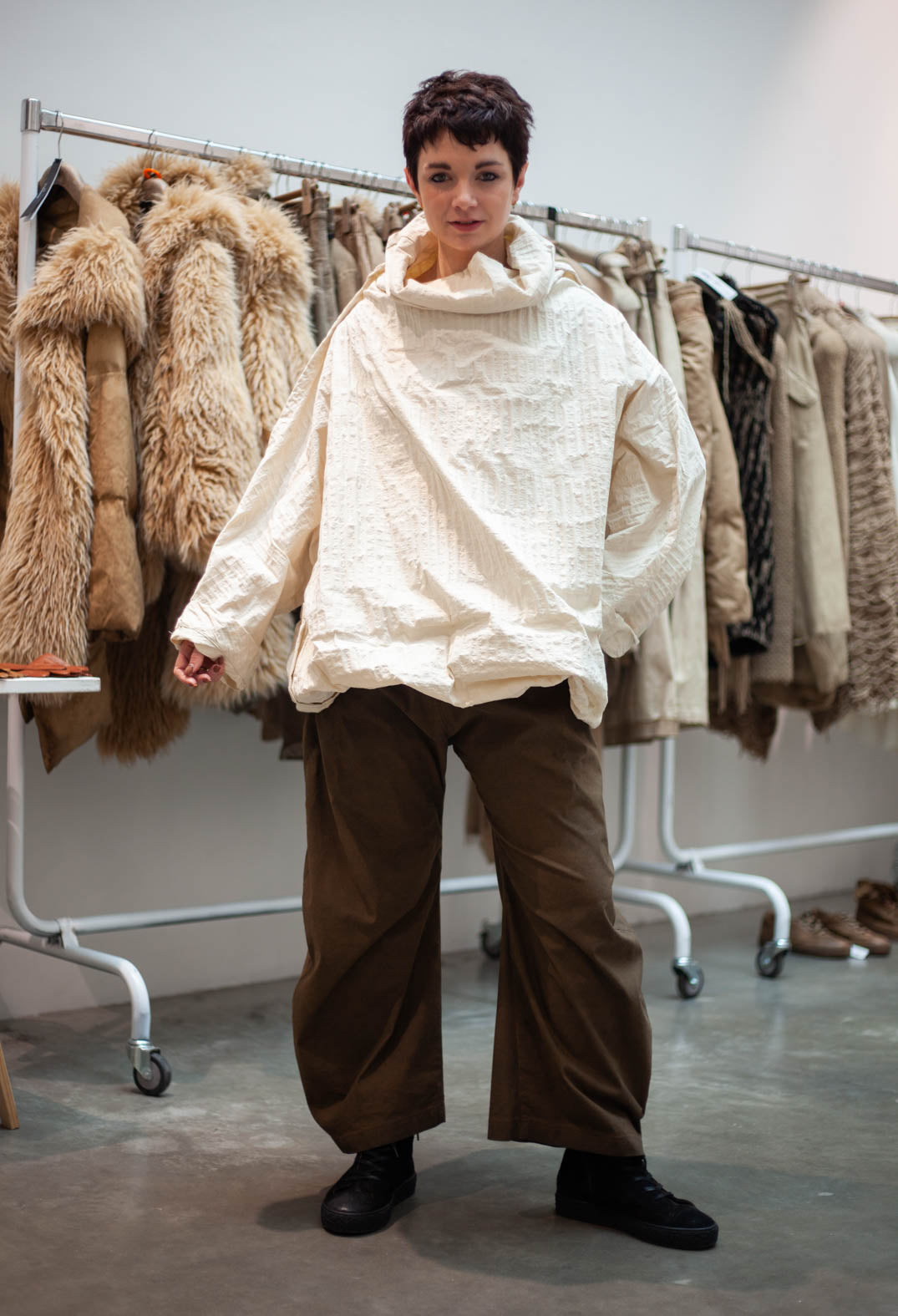 PRE-ORDER - Oversized High Neck Top in Dakar 3D Optic (Pictured in Ivory 3D Optic) - 2240802