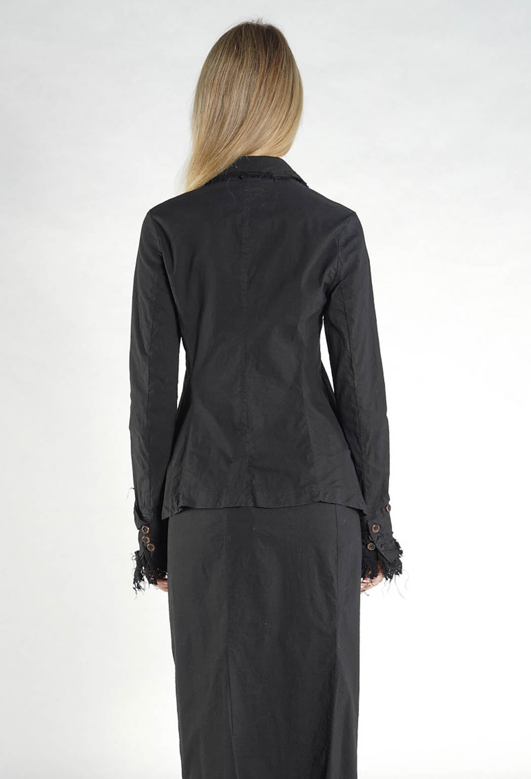 PRE-ORDER - Jacket with Lace Detail in Black Gloss - 2241124
