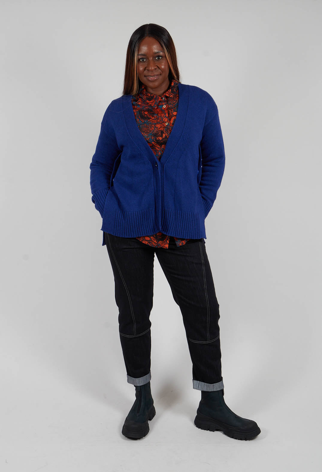 Knitted Cardigan in Cobalto Cobalt