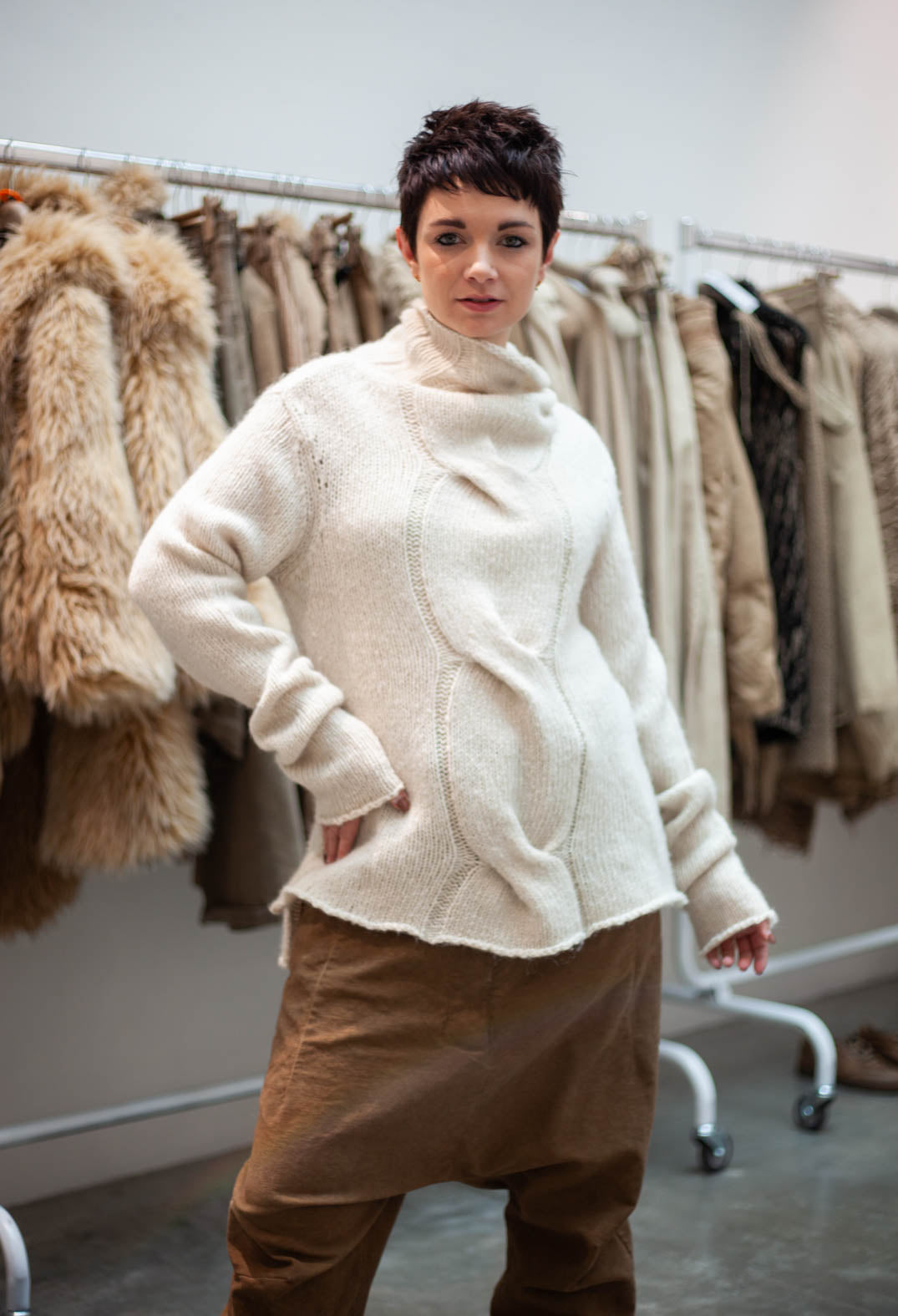 PRE-ORDER - Cable Jumper in Ivory Melange - 2250703