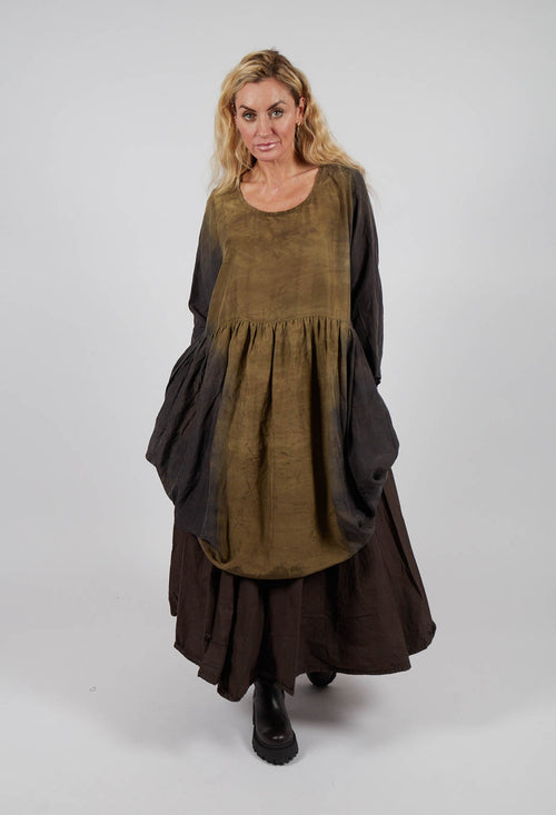 Zuseen Silk Dress in Avocado Brown