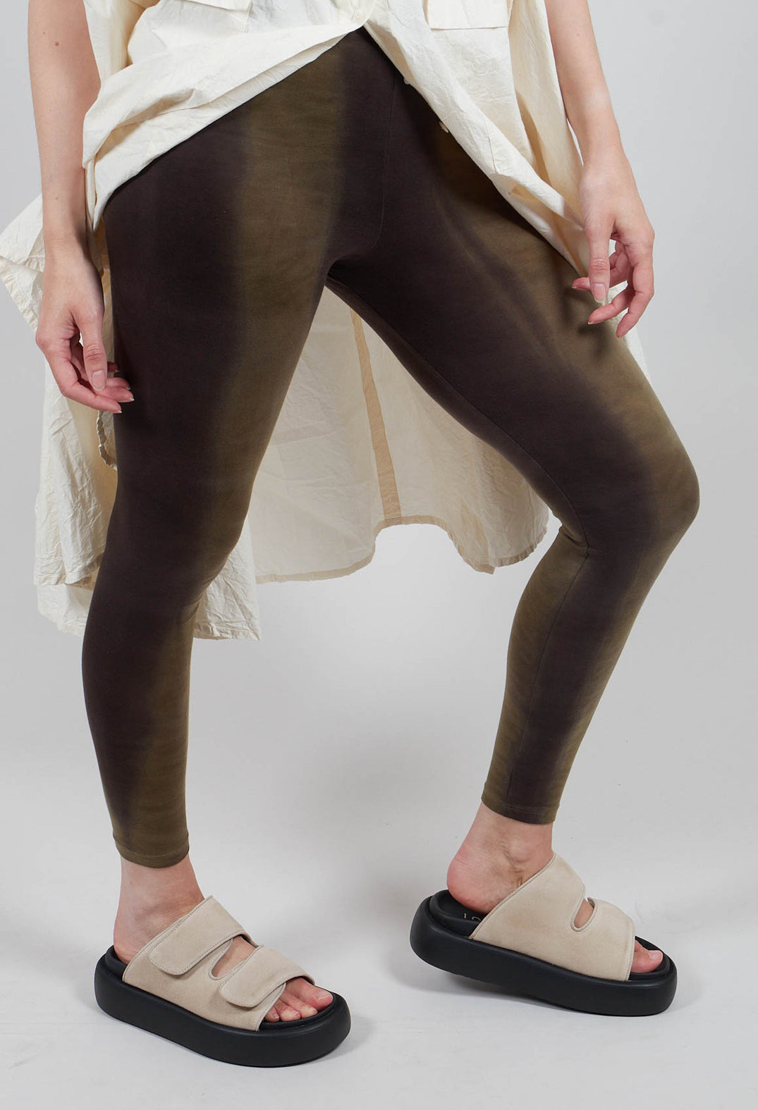 Taylora Tie Dye Leggings in Avocado Green