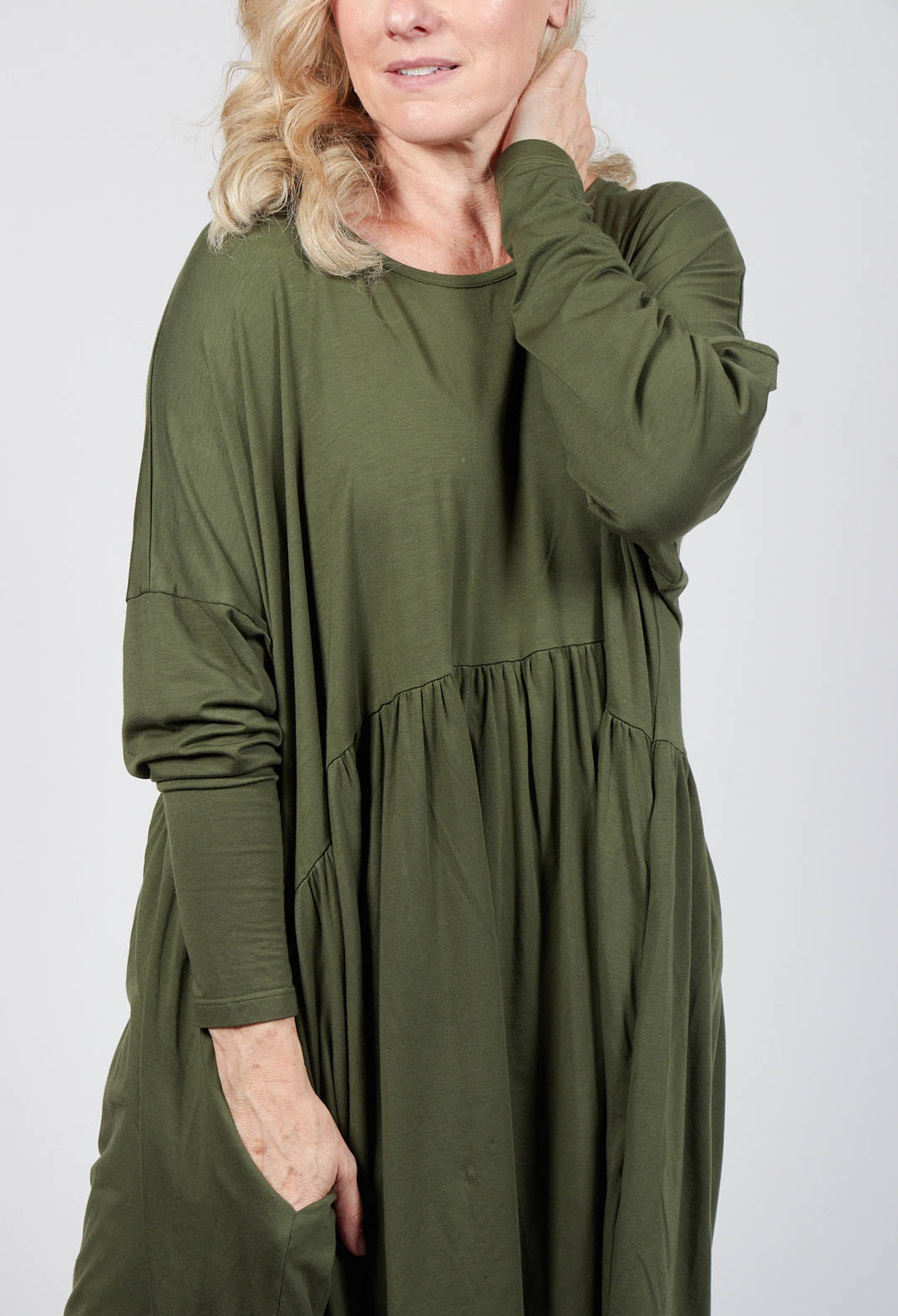 Nerdreich Smock Dress in Avocado Green