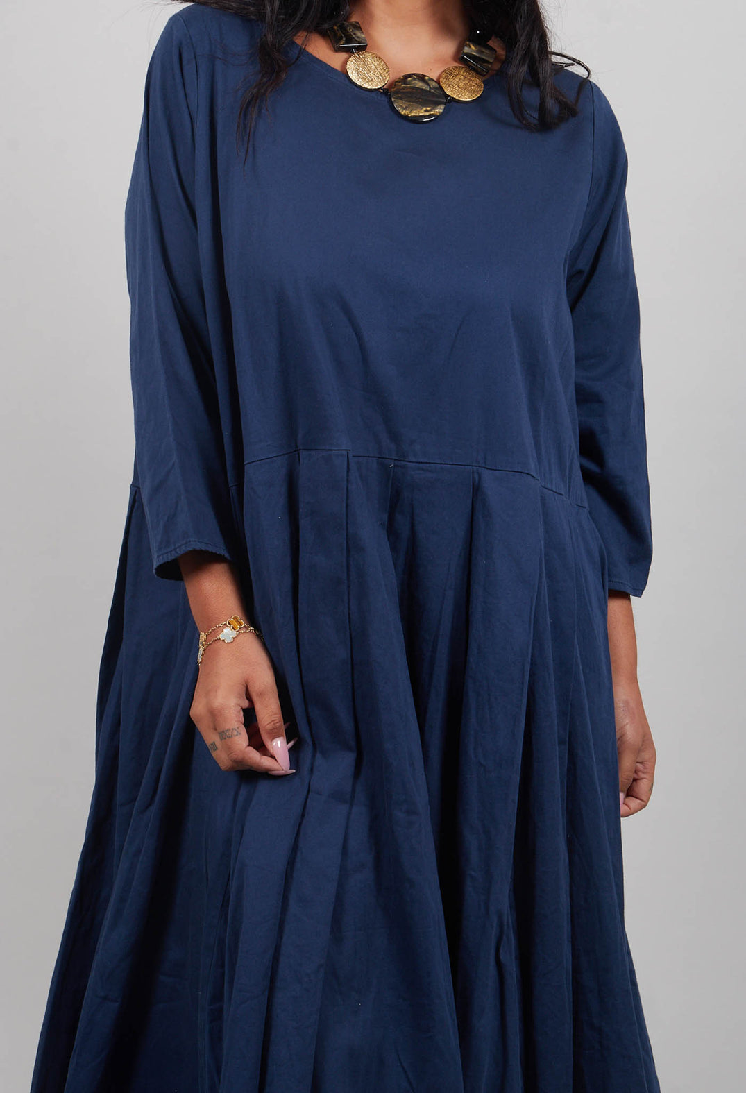 Zogermich Cotton Dress in Sehnen Navy