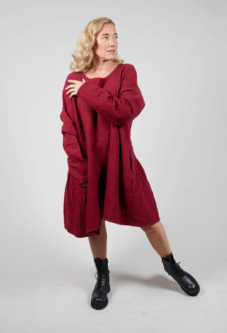 Urklang Textured Dress in Marone Red