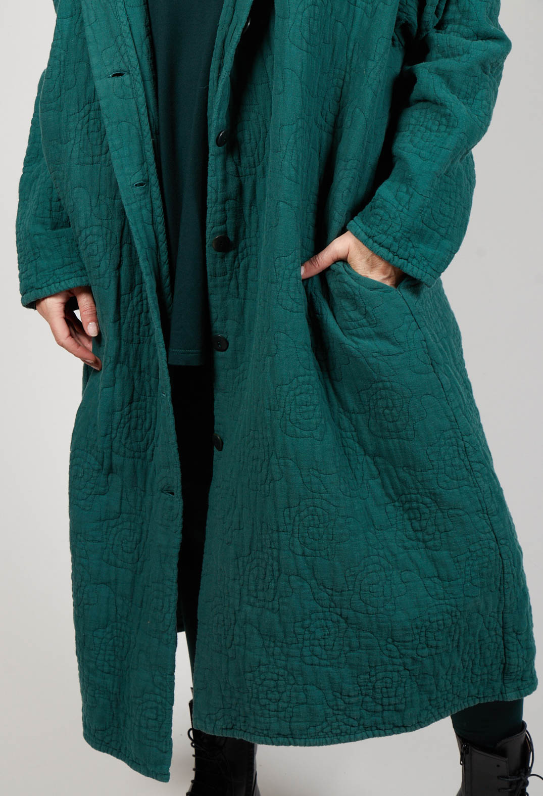 Terrat Textured Coat in Fidel Green
