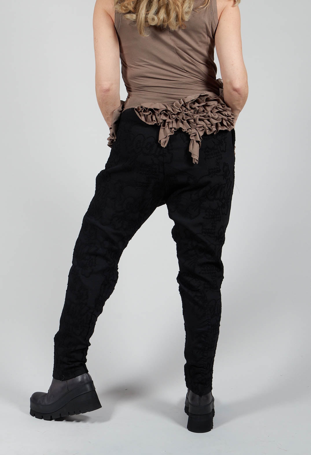 Drop Crotch Trousers with Embelished Black Punch