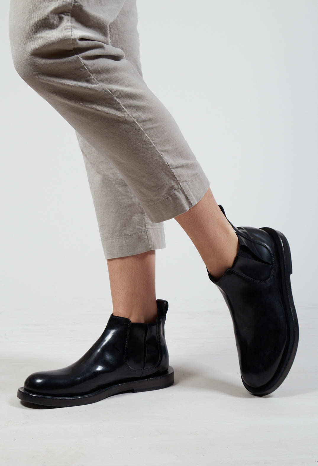 Patent Chelsea Boot in Abrassivato Black