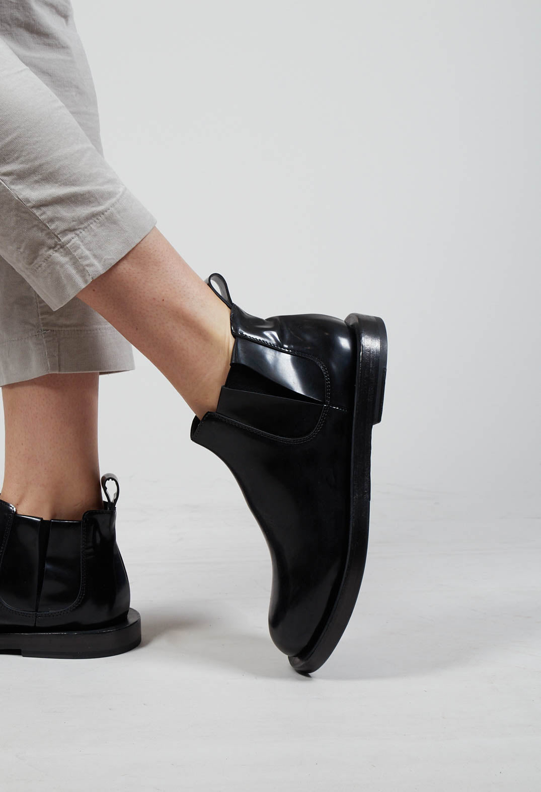 Patent Chelsea Boot in Abrassivato Black