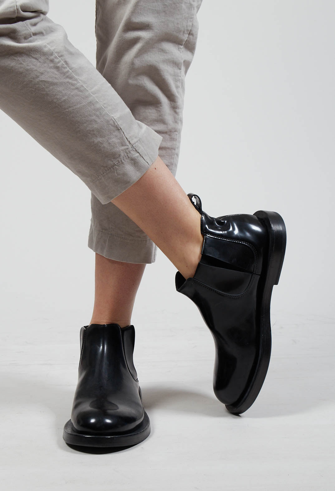 Patent Chelsea Boot in Abrassivato Black