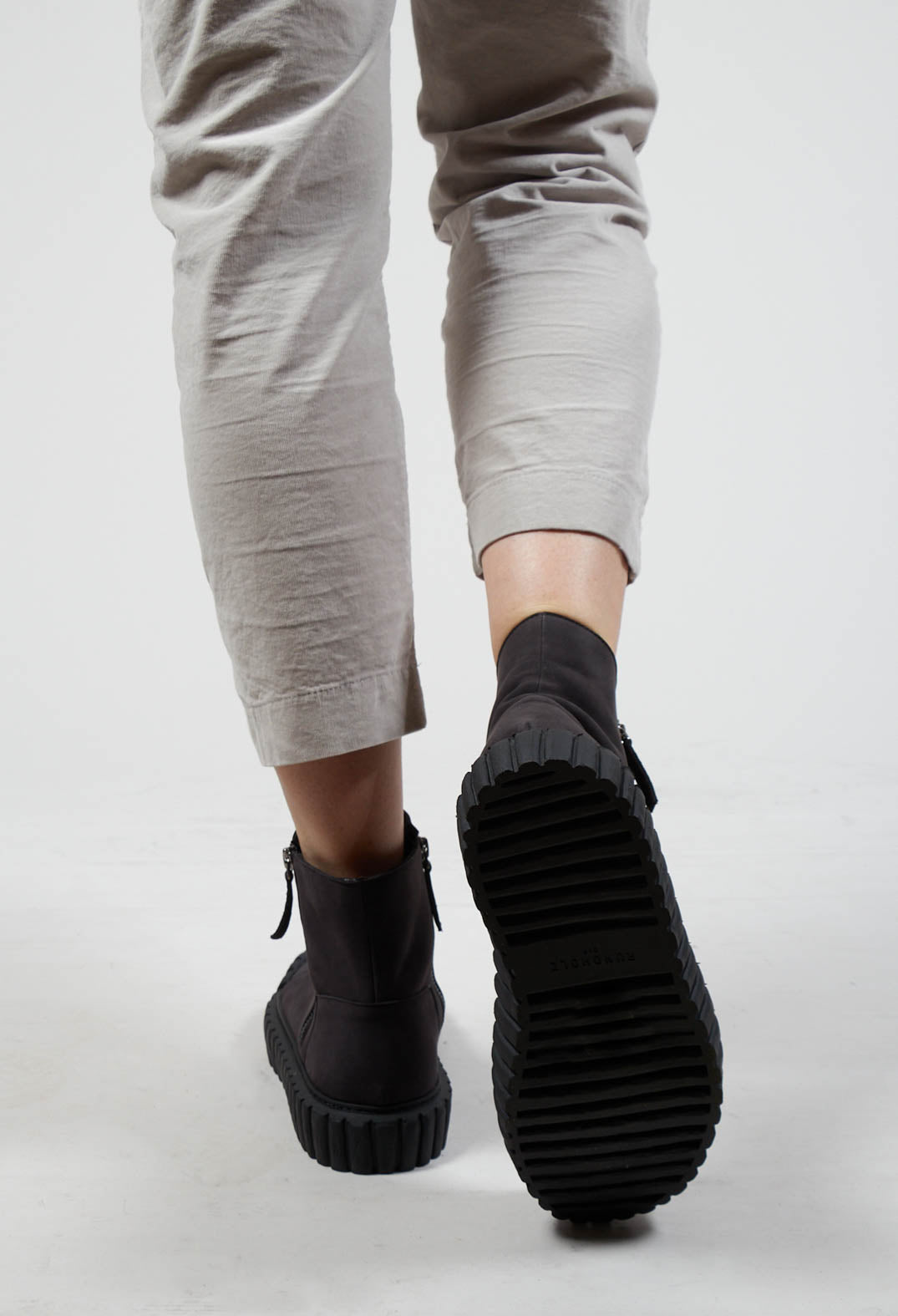 Leather Zip-up Ankle Boots in Travel Wood