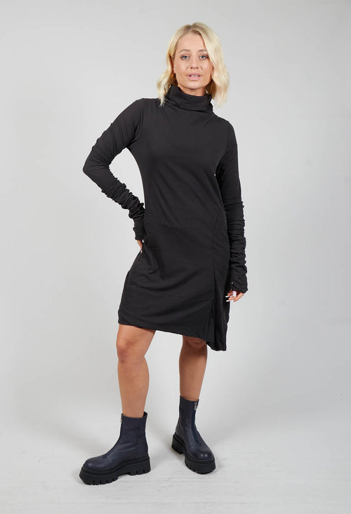Fitted Jersey Tunic with Roll Neck in Wood