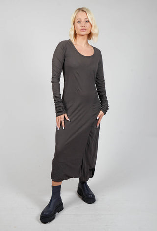 Jersey Dress with Extra Long Sleeves in Cedar