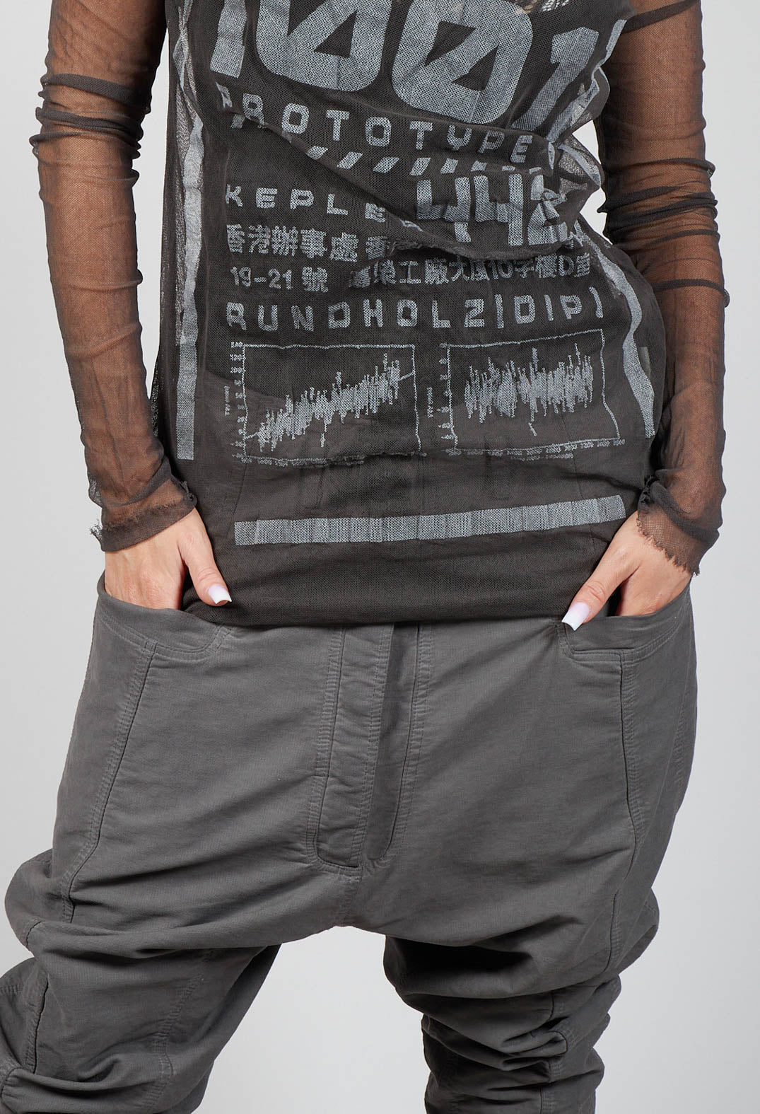 Printed Mesh T-Shirt in Cedar Silver