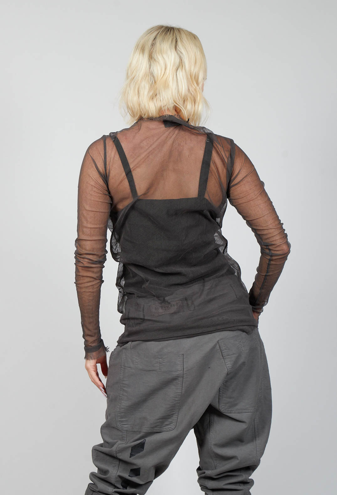 Printed Mesh T-Shirt in Cedar Silver