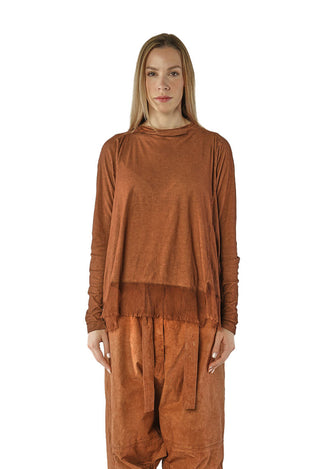 PRE-ORDER - A-Line Top with Sheer Hem in Henna Cloud (Pictured in Terracotta Cloud) - 2340506