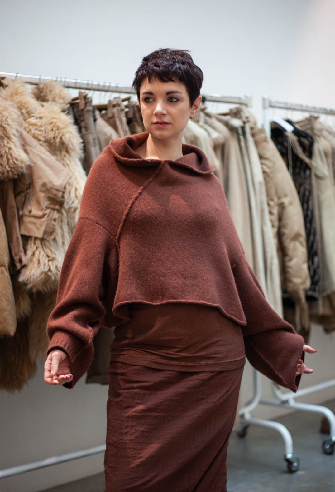 PRE-ORDER - High Open Neck Jumper in Terracotta (Pictured in Henna)  - 2350703