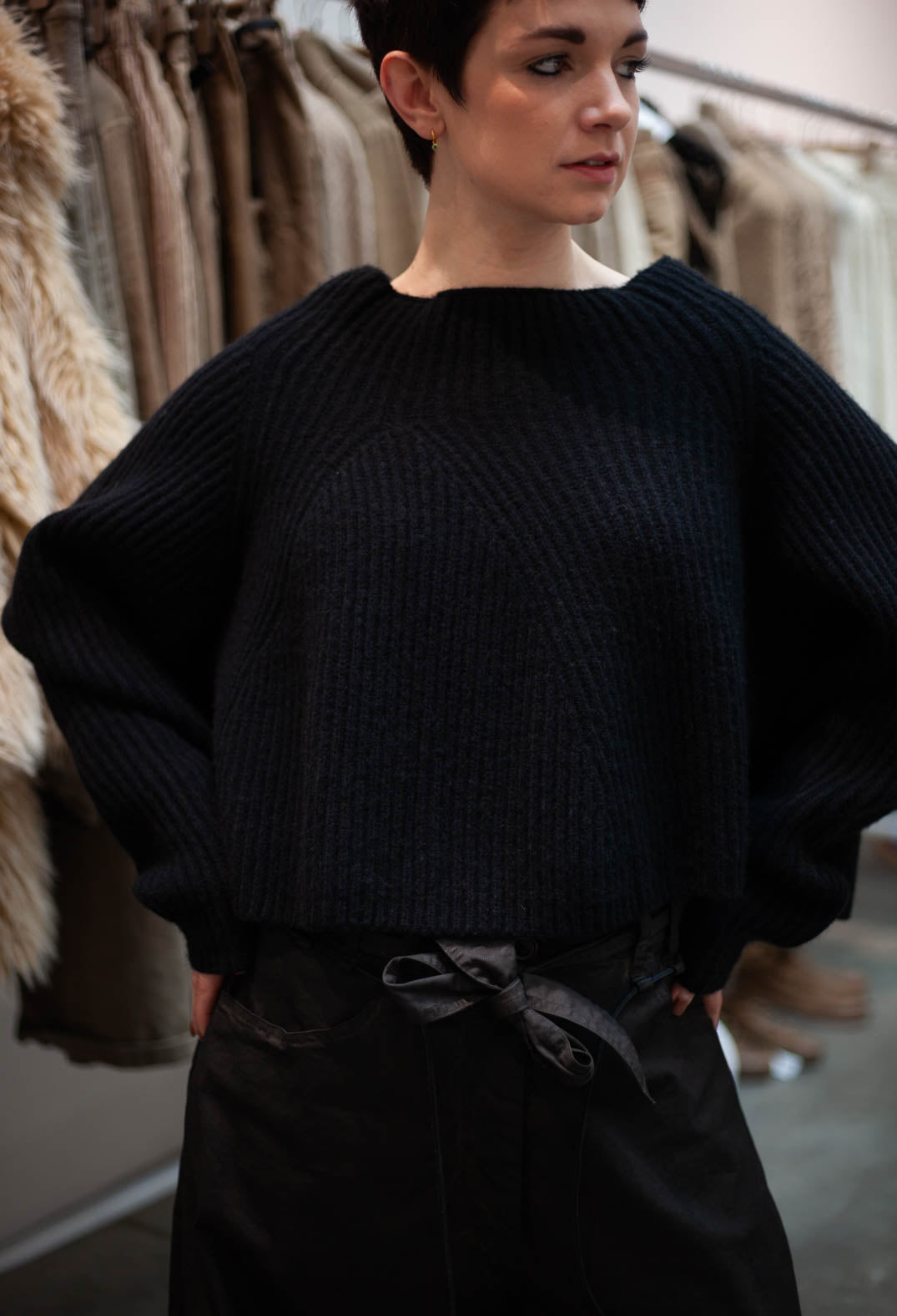 PRE-ORDER - Ribbed Jumper in Clay (Pictured in Black) - 2350710