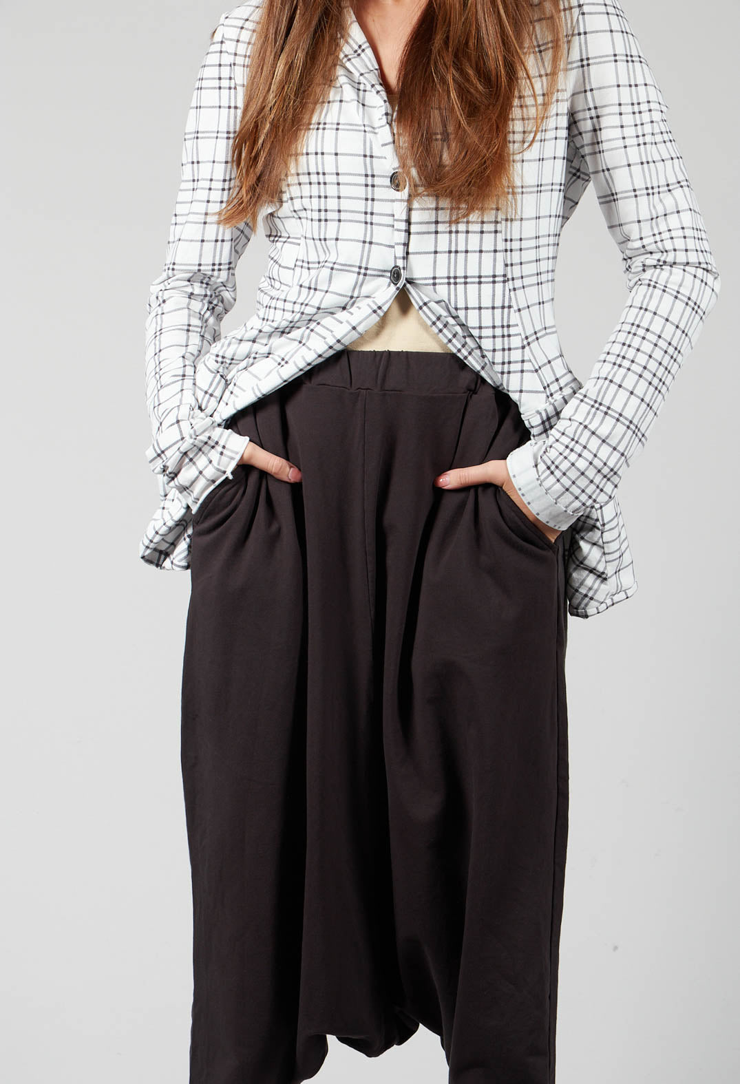 Extra Low Drop Crotch Trousers in Mocca