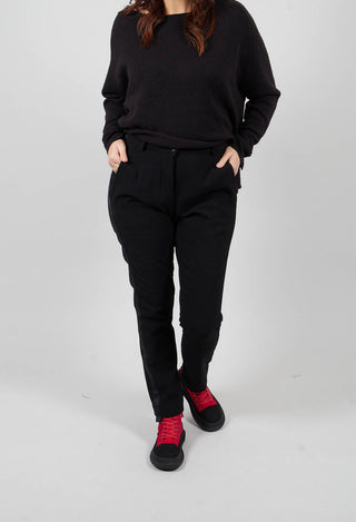 Loose Style Trousers with Military Style Trim in Black