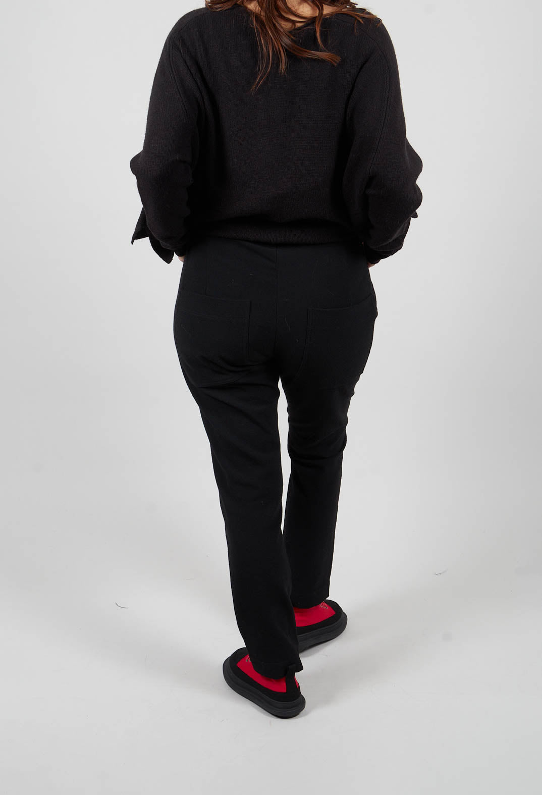 Loose Style Trousers with Military Style Trim in Black