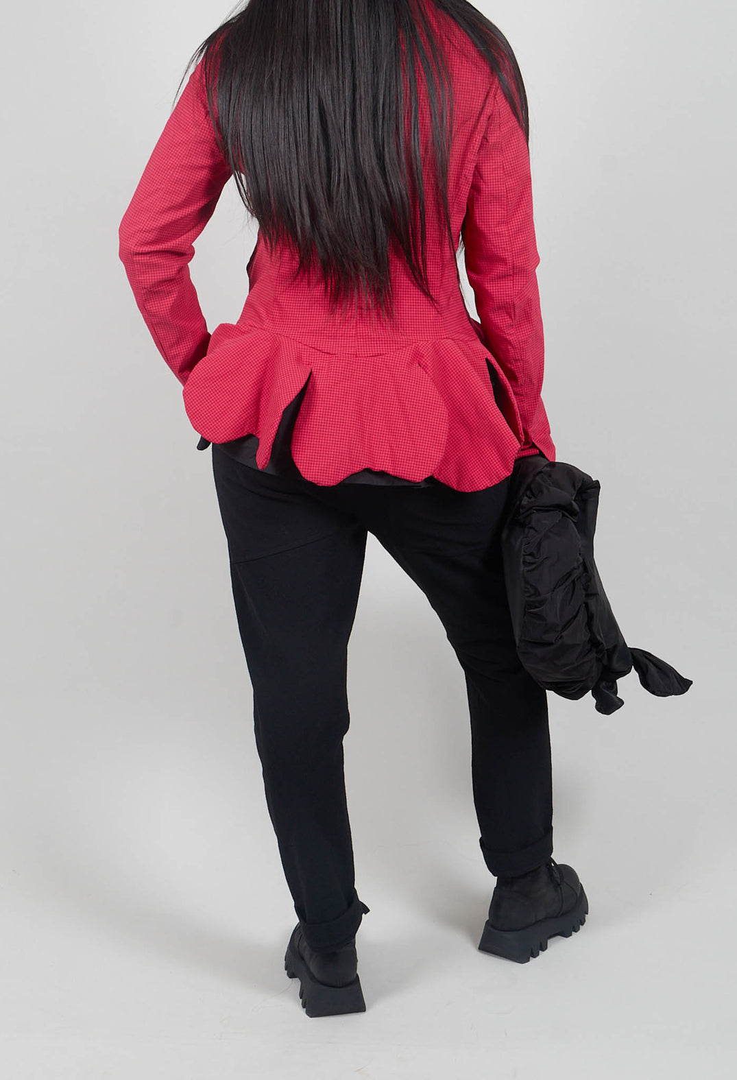 Loose Style Trousers with Military Style Trim in Black