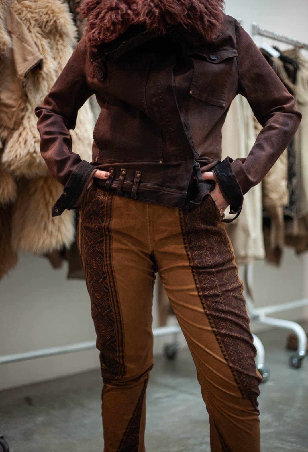PRE-ORDER - Slim Fit Trousers in Henna Cloud Stripe (Pictured in Dakar Cloud Stripe) - 2390101