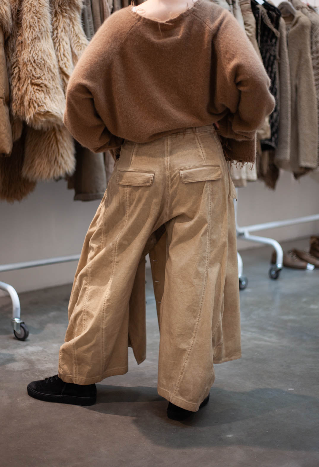 PRE-ORDER - Wide Leg Button Detail Trousers in Dakar Cloud (Pictured in Clay Cloud) - 2390127