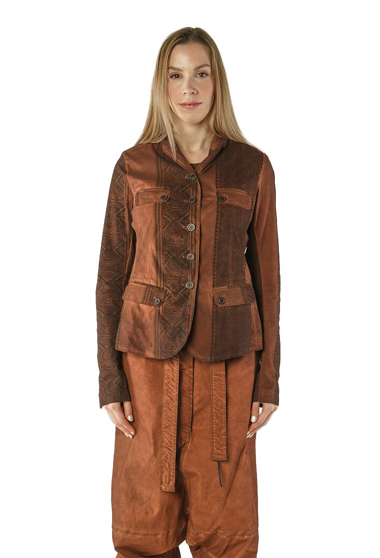 PRE-ORDER - Fitted Jacket in Terracotta Cloud Stripe (Pictured in Henna Cloud Stripe) - 2391106