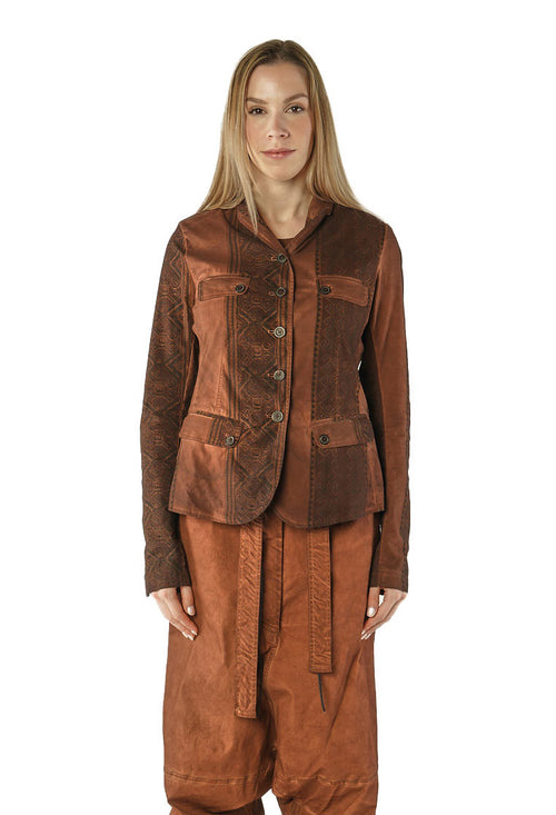PRE-ORDER - Fitted Jacket in Terracotta Cloud Stripe (Pictured in Henna Cloud Stripe) - 2391106