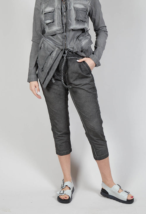 Drop-Crotched Cropped Trousers in C.Coal 10% Cloud