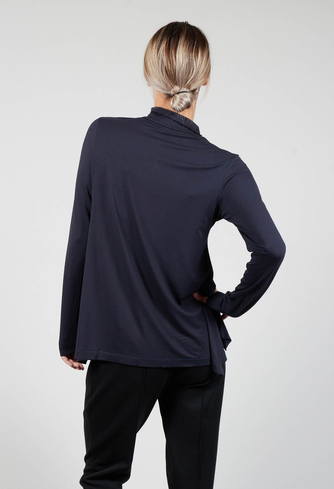 Turtle Neck Kord Top with Logo in Dark Blue