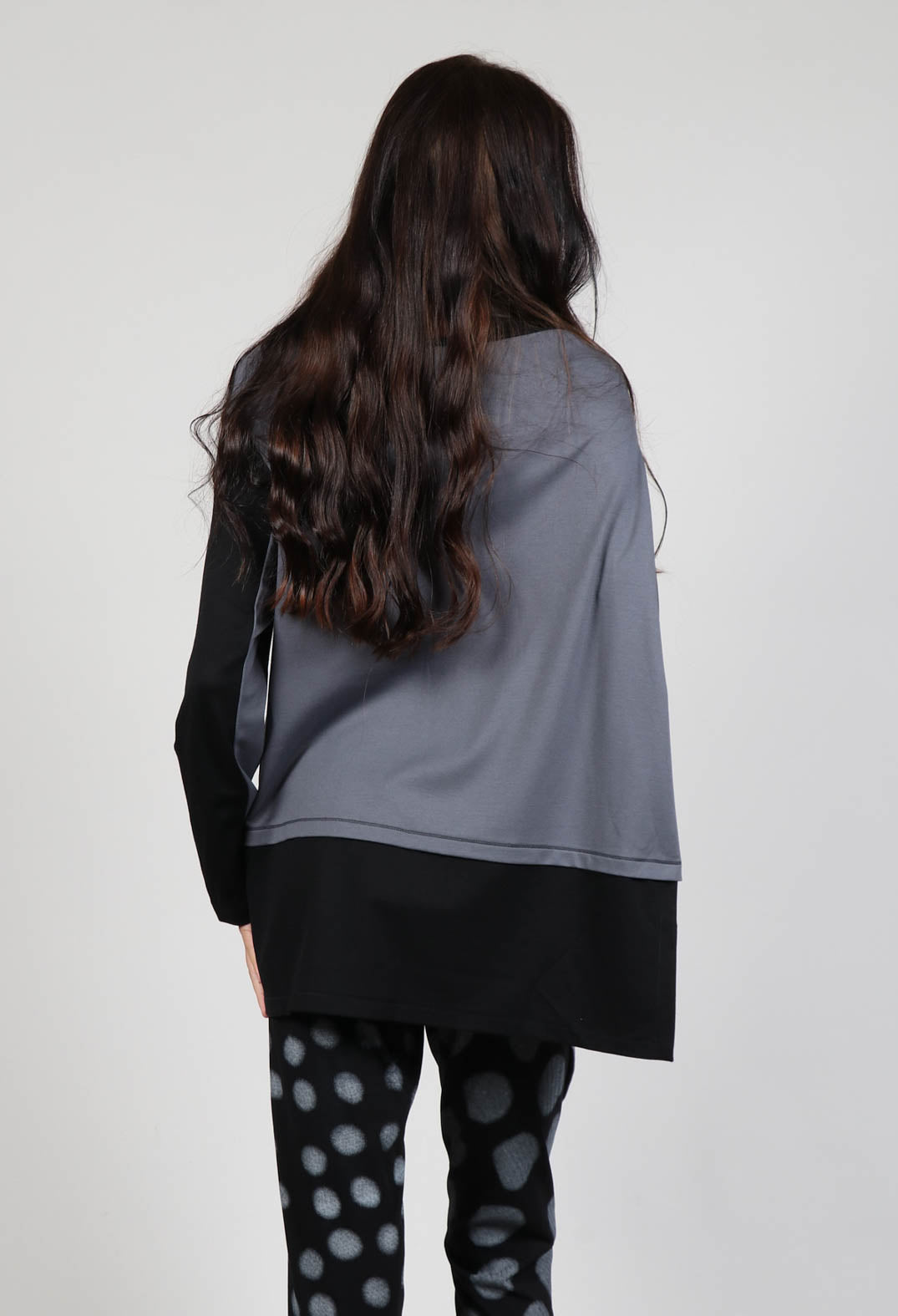 Cabi Top with Grey Panneling in Black and Grey