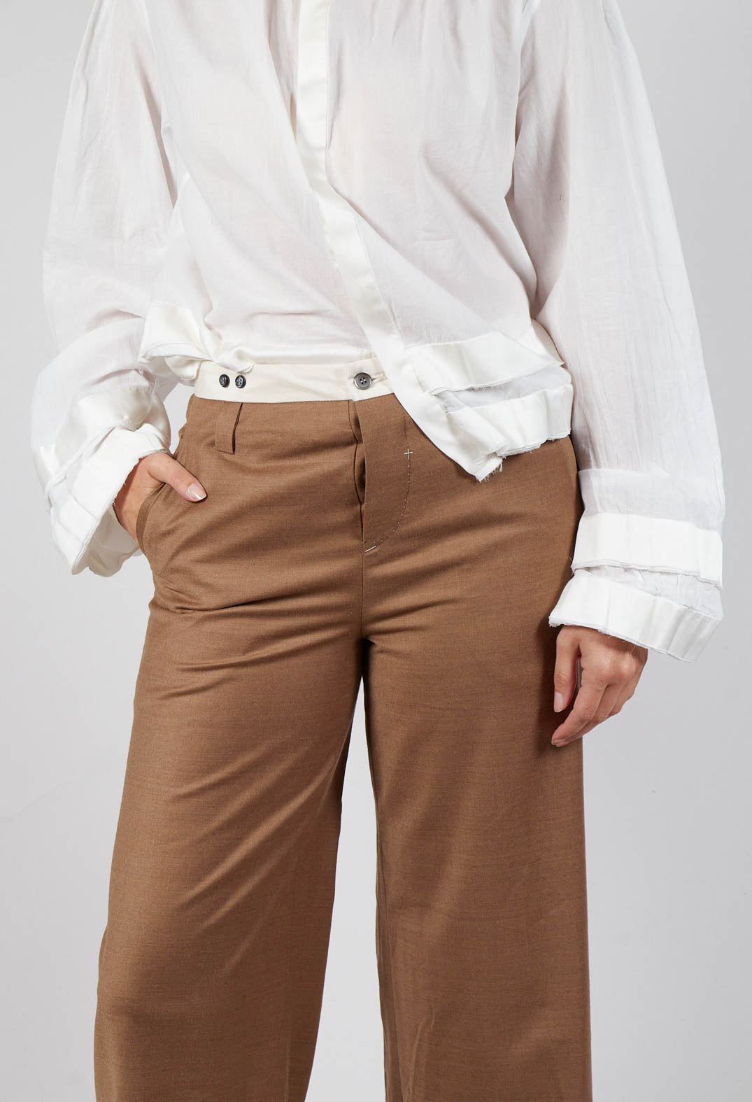 Tailored Trousers with Stitching in Dark Mustard