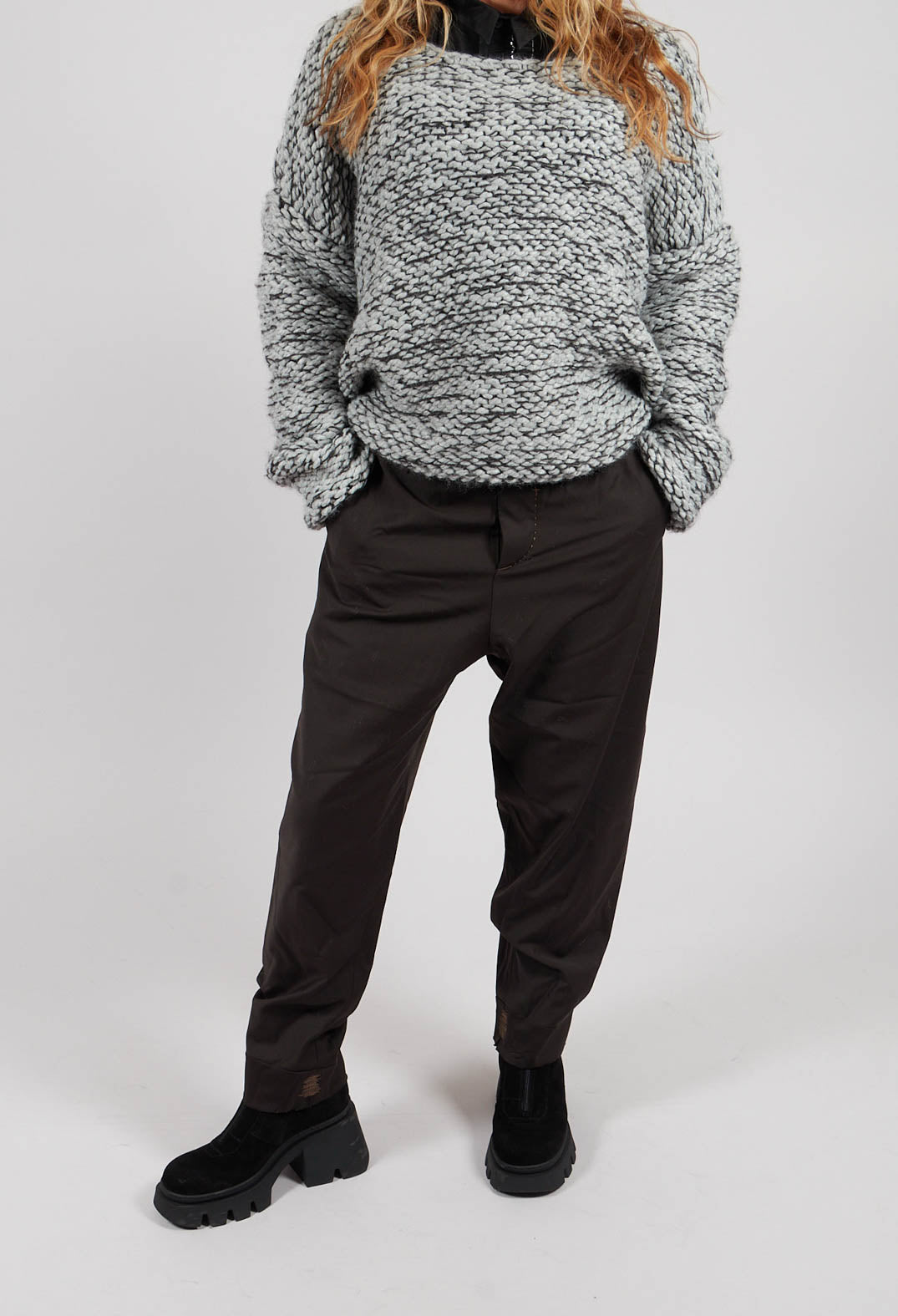 Tailored Trousers with Wide Leg in Dark Grey