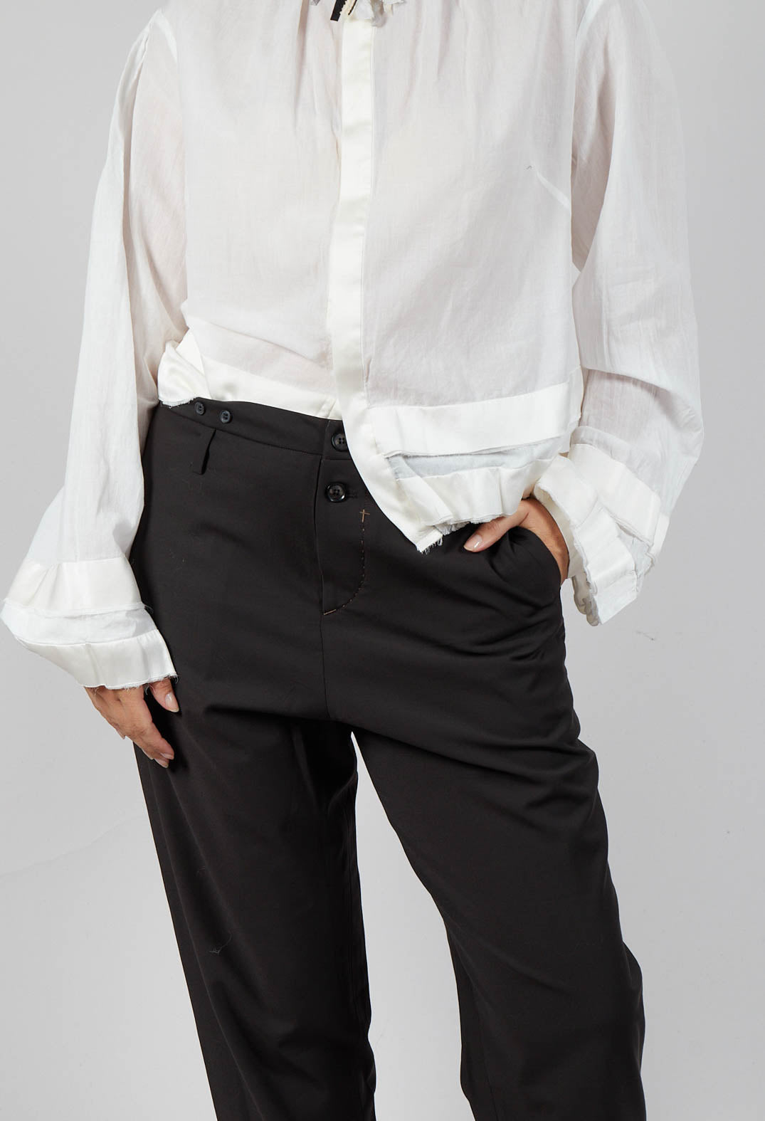Tailored Trousers with Wide Leg in Dark Grey