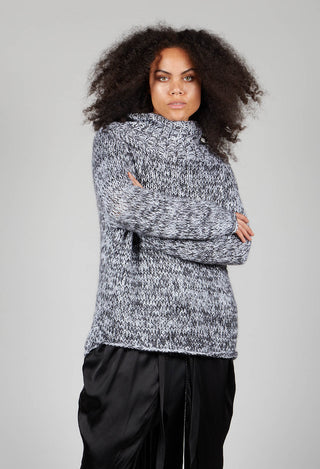 Chunky Knit Jumper with Roll Neck In Grey