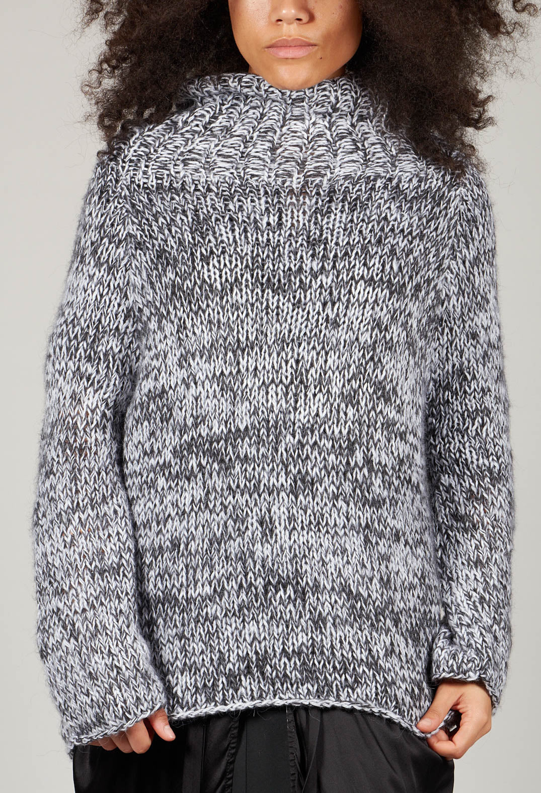 Chunky Knit Jumper with Roll Neck In Grey