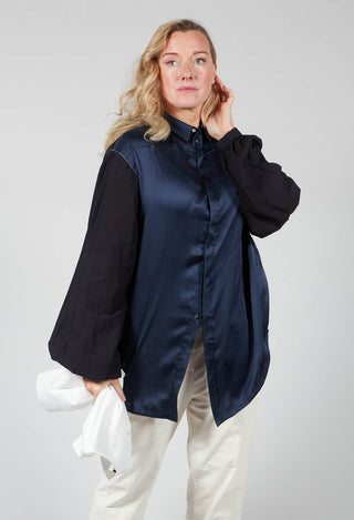 Loose Fit Shirt with Contrasting Arms In Black and Navy