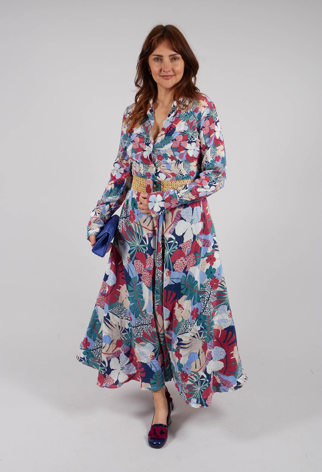 Dress in Red Tropical Flowers