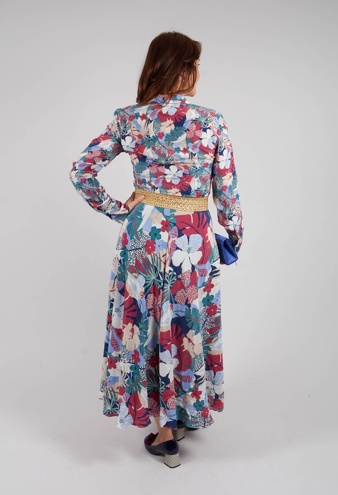 Dress in Red Tropical Flowers