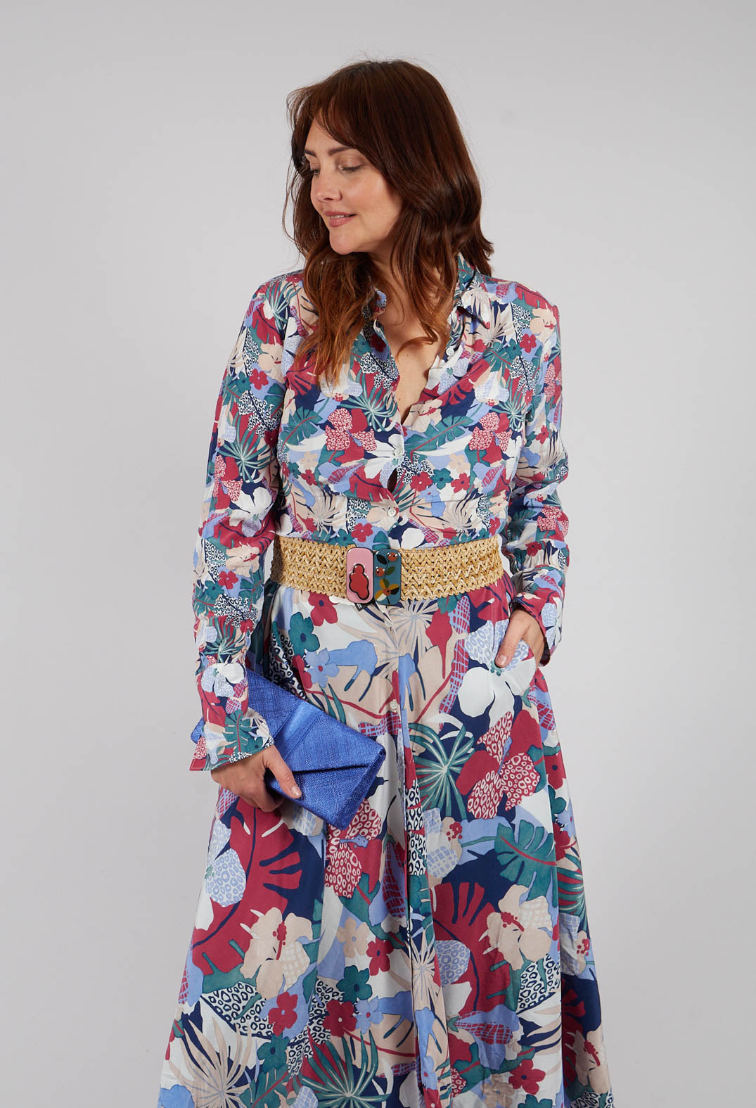 Dress in Red Tropical Flowers