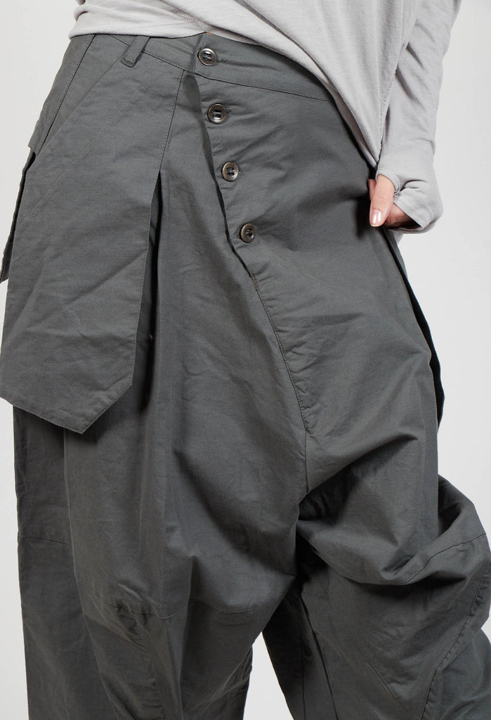 Dziban Drop Crotch Trousers in Carbon Green