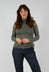 High Neck Top with Sheer Inserts in Khaki
