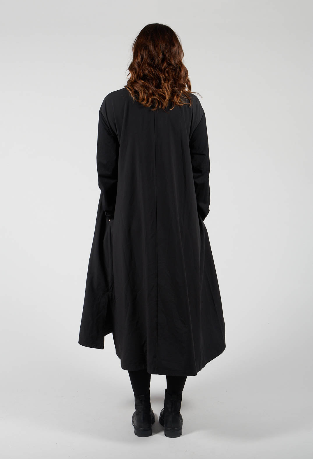 Shift Dress with Contrast Sleeve in Black