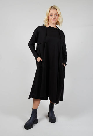 Jersey Dress with Cut Out Neckline and Seam Detailing in Black