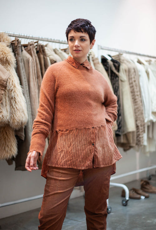 PRE-ORDER - Cropped Raw Edge Jumper in Henna (Pictured in Terracotta) - 2440702